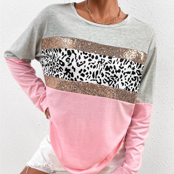 SHEIN Tops - 💙 Shein Animal Print Sequins Blouse